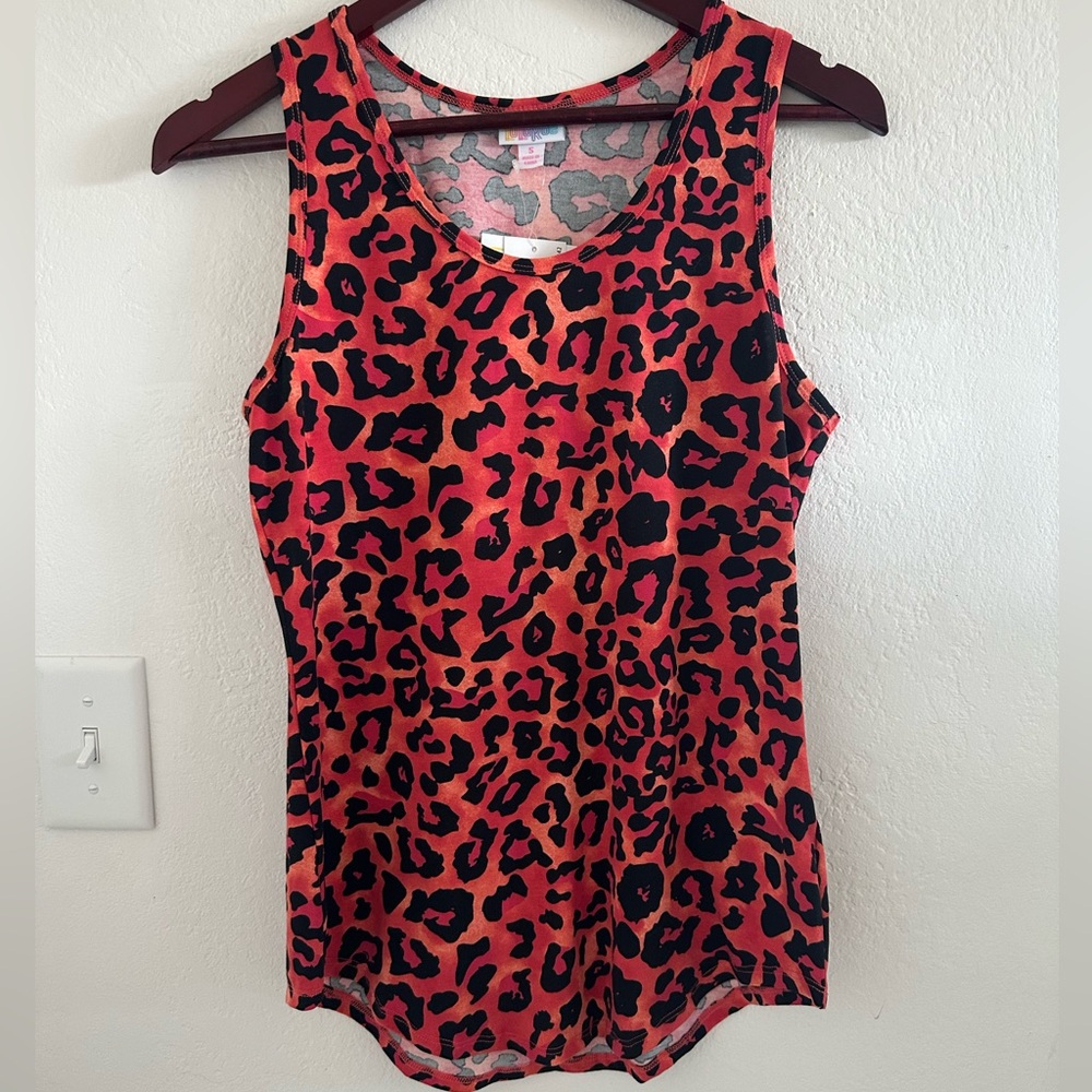 NWT LuLaRoe Pink Coral Cheetah Tank S